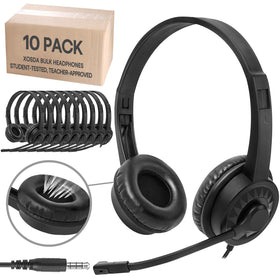 XOSDA 10-pack headphones with microphone front view for classroom calls