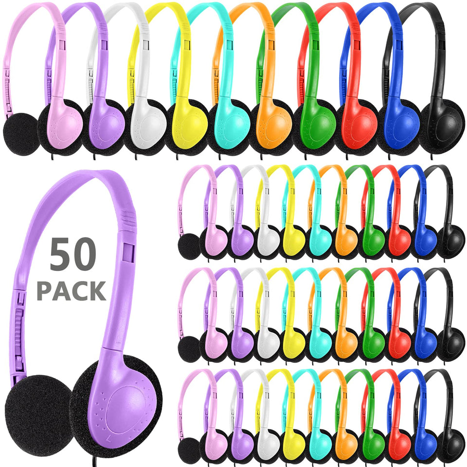 XOSDA bulk classroom headphones in multiple colors for flexible student group use.
