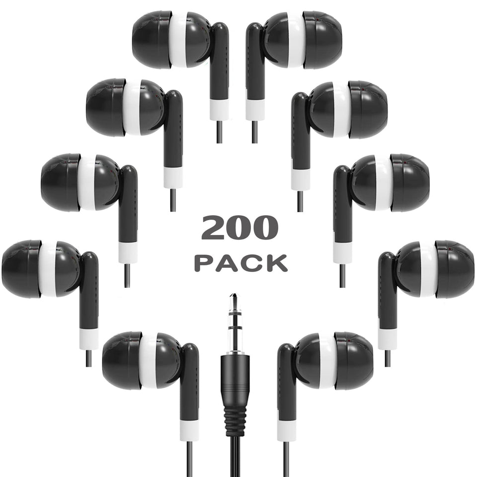 XOSDA front packaging of 200-pack earbuds shows complete classroom kit benefit