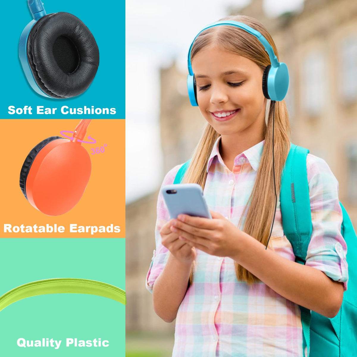 XOSDA headphones with a 3.5mm jack offer broad compatibility with tablets and PCs.