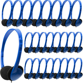 XOSDA front view of blue headset showing compact durable design and classroom readiness
