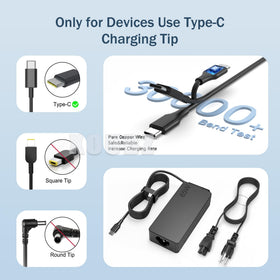 XOUBZ 65W PD USB-C adapter showing safe, efficient travel power.