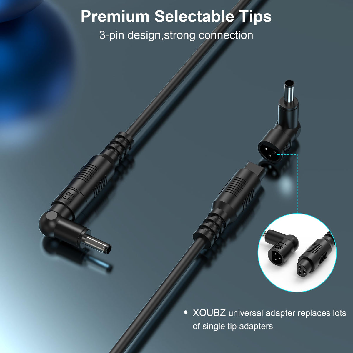XOUBZ wide-input 100-240V design handles global power standards.