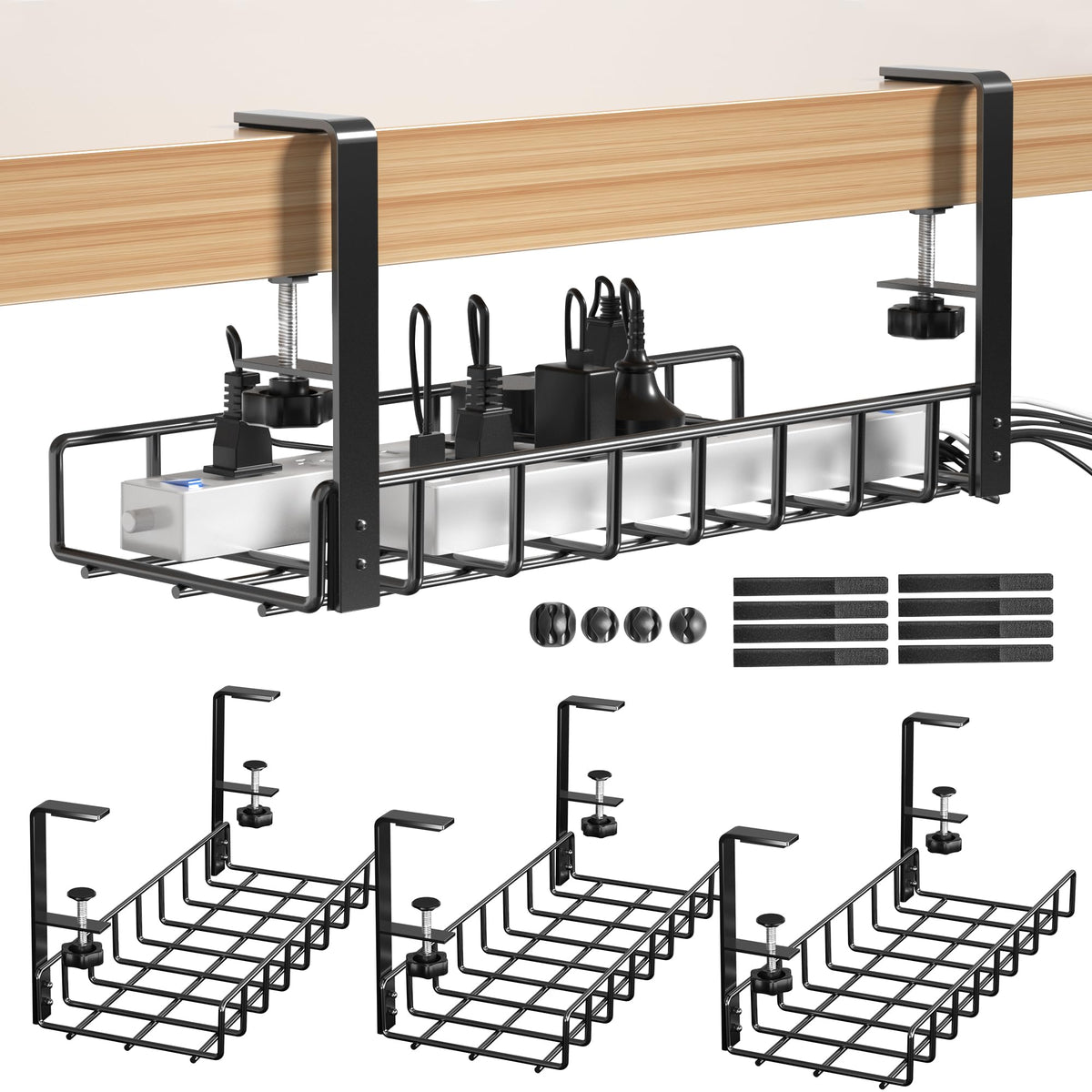 Xpatee front view of three assembled trays showing full length and organization benefit