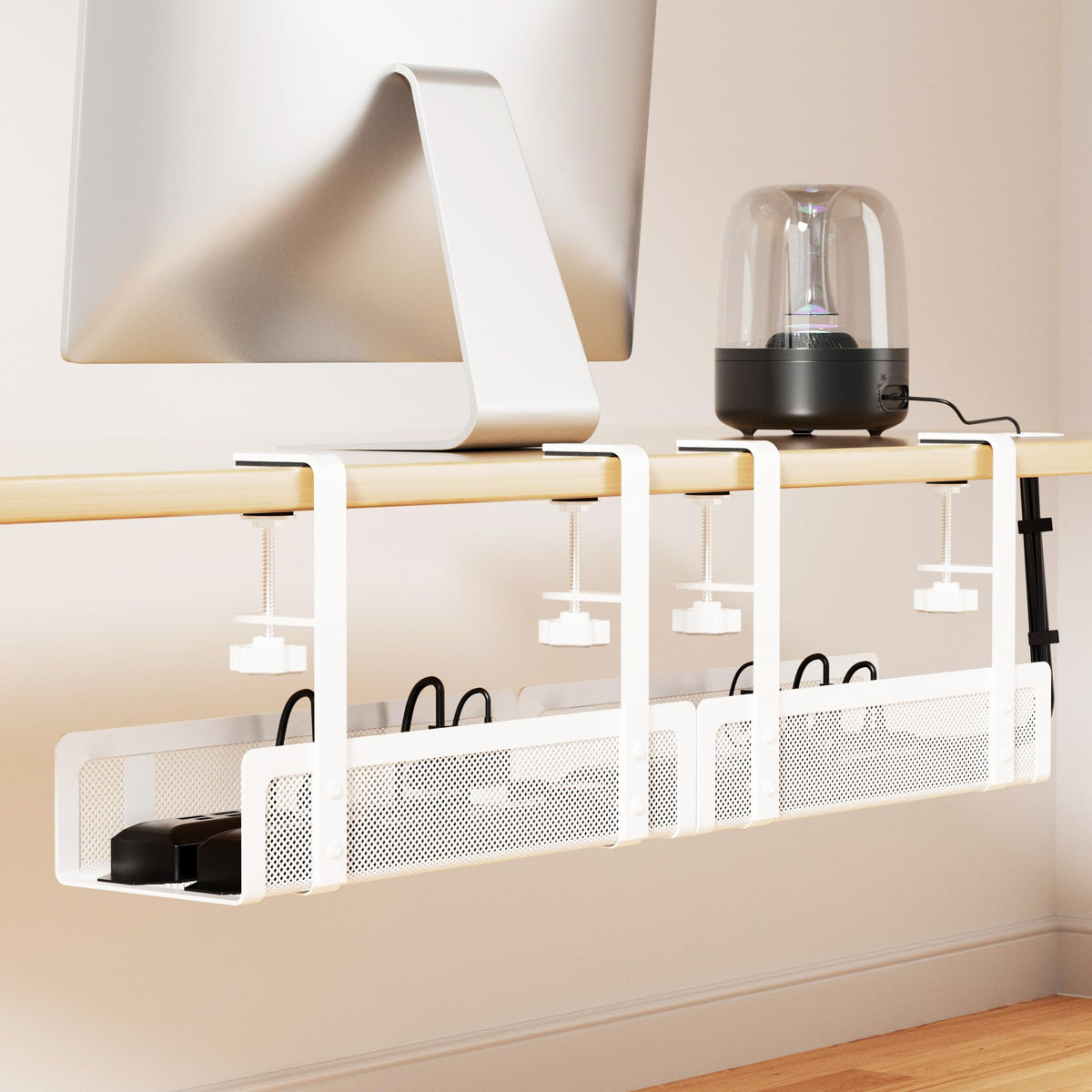 Xpatee front view of both white trays showing compact storage and organization benefit