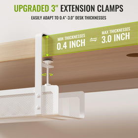 Xpatee tray mounted under desk demonstrating no-drill installation and tidy cables benefit