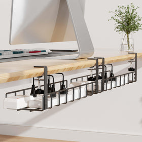 Xpatee under-desk cable management tray keeps cords off the floor and neat