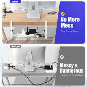 Xpatee installed under-desk tray organizes data and power cables