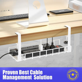 Xpatee white metal tray complements office decor while clearing clutter