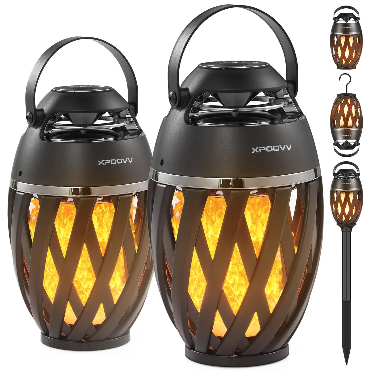 Xpoovv outdoor Bluetooth speaker with flame lights enhances patio ambience