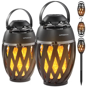 Xpoovv outdoor Bluetooth speaker with flame lights enhances patio ambience