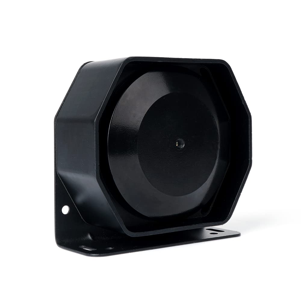 Xprite front face of compact siren speaker showing durable grille and clear projection benefit