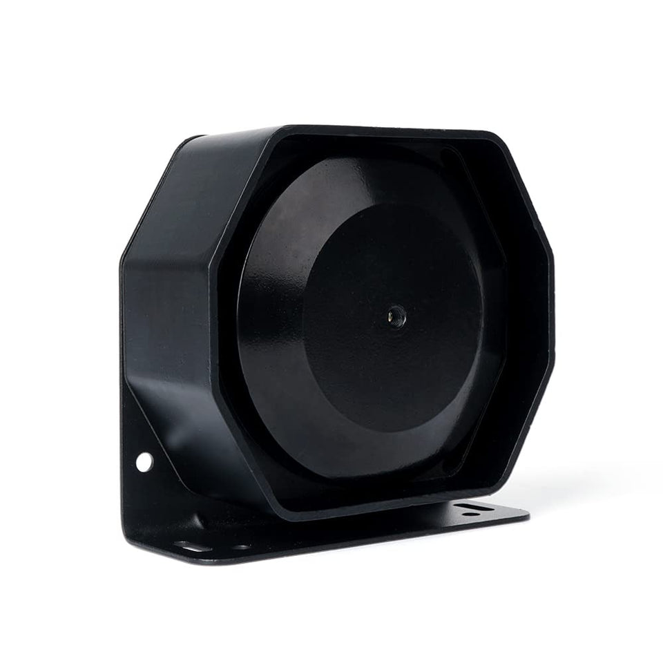 Xprite front face of compact siren speaker showing durable grille and clear projection benefit