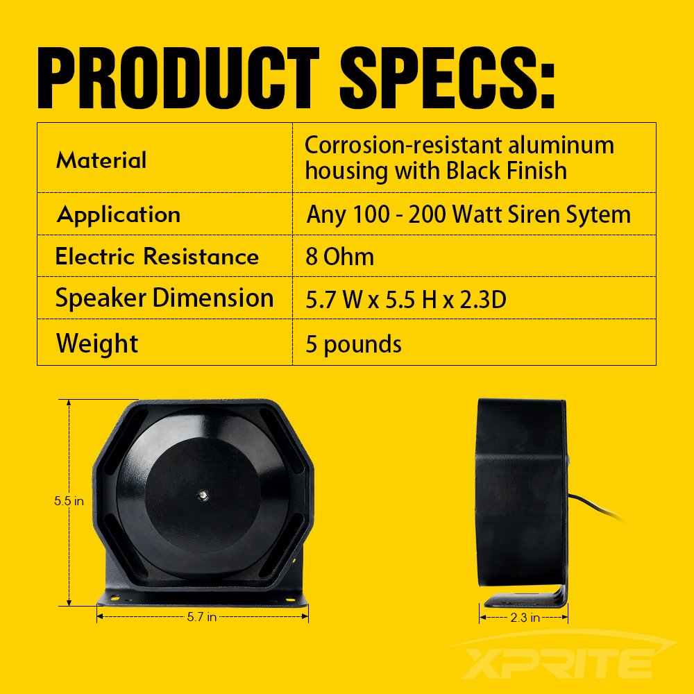 Xprite speaker beside ruler showing dimensions and slim profile benefit