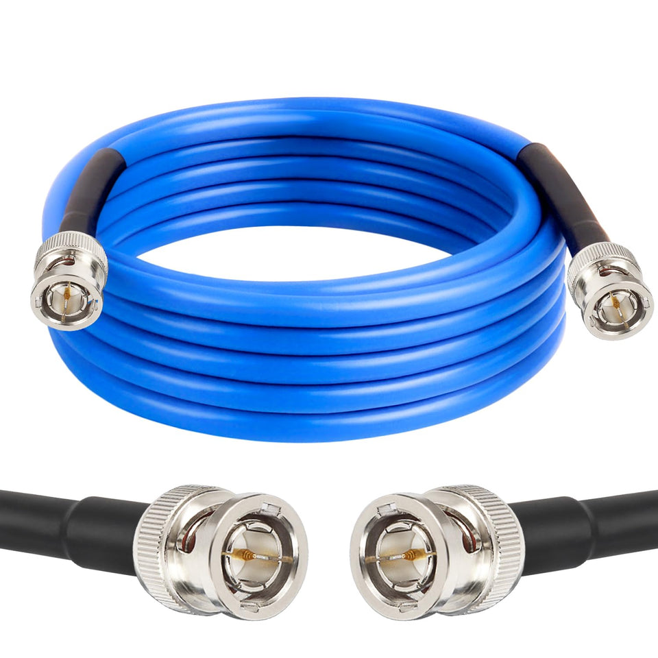 XRDS-RF 10FT SDI cable in blue for stable HD video between camera and monitor.