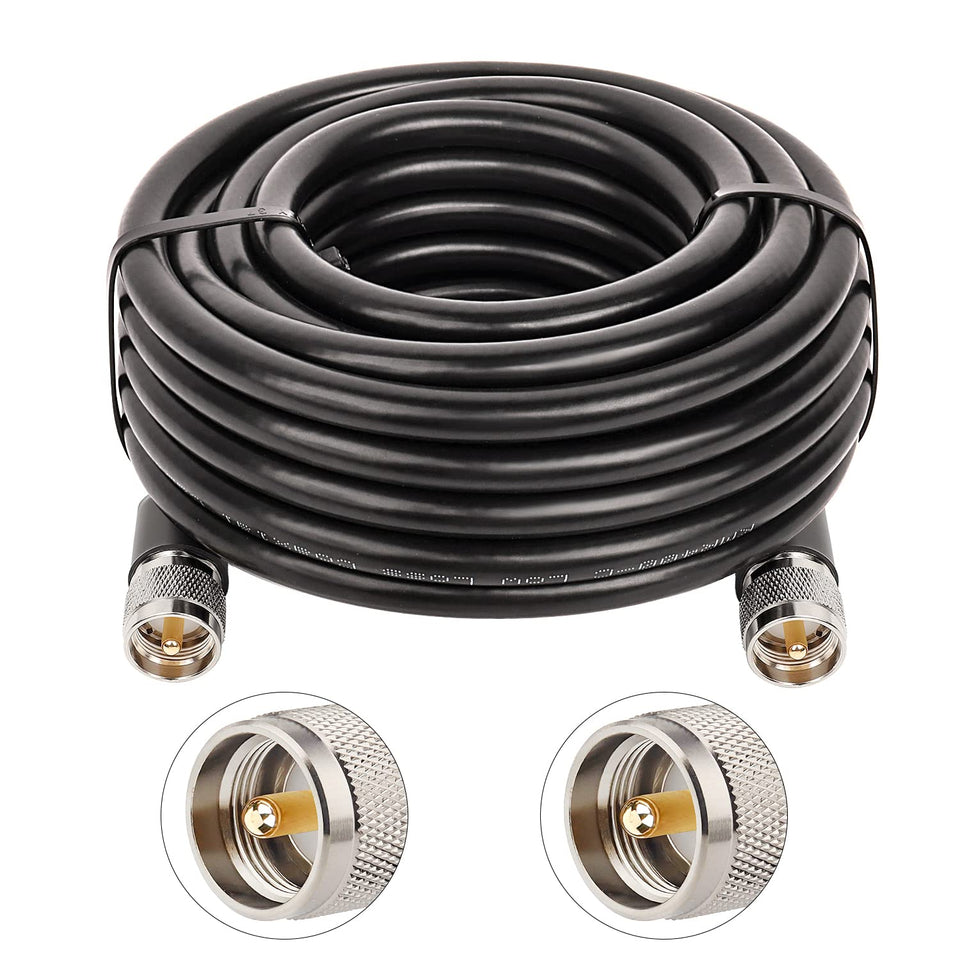 XRDS-RF 18ft UHF coaxial cable with PL-259 connector for reliable amateur radio links.