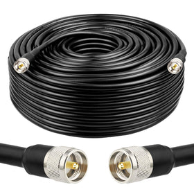 XRDS-RF 200ft KMR 400 coaxial cable with PL-259 connector for low-loss ham radio links.