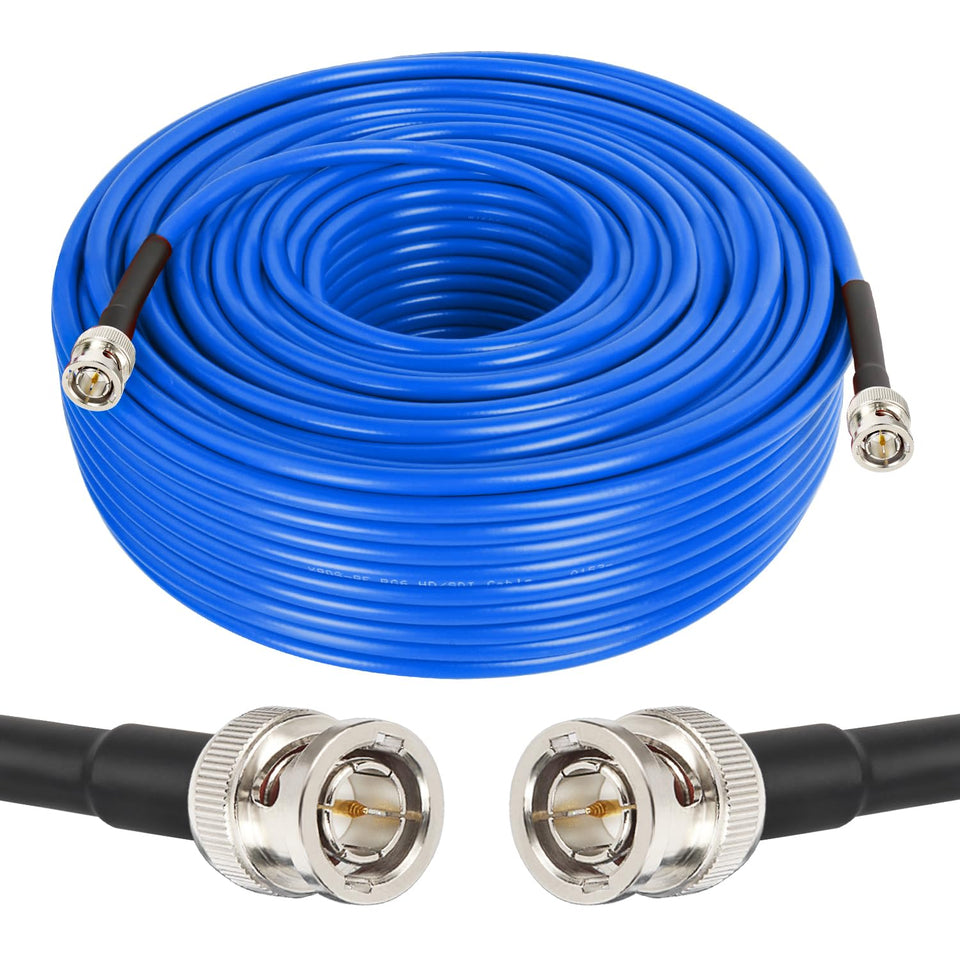 XRDS-RF 200ft SDI cable in blue for reliable digital video transmission.