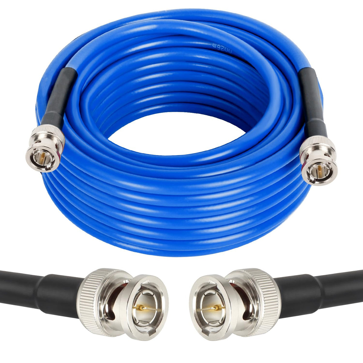 XRDS-RF 35ft SDI cable in blue for high-quality digital video transmission.