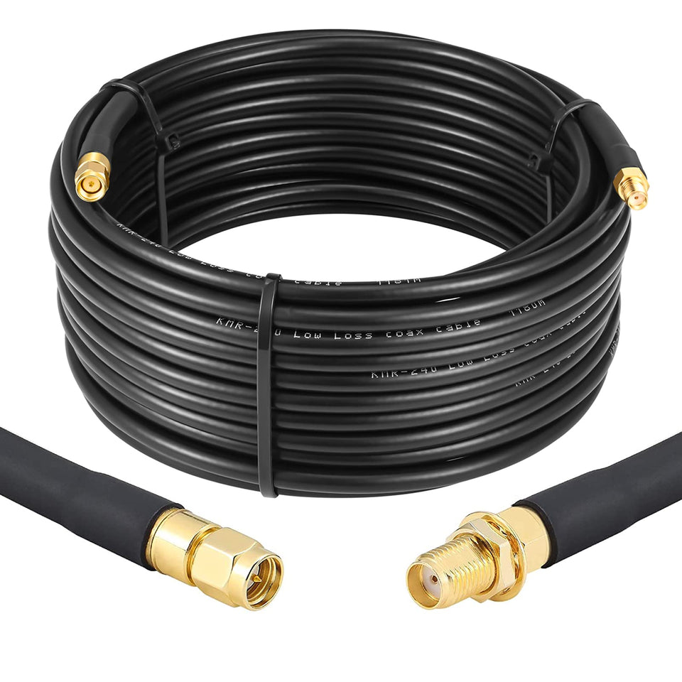 XRDS-RF 35ft SMA cable connecting SMA male to SMA female for extended SDR use.