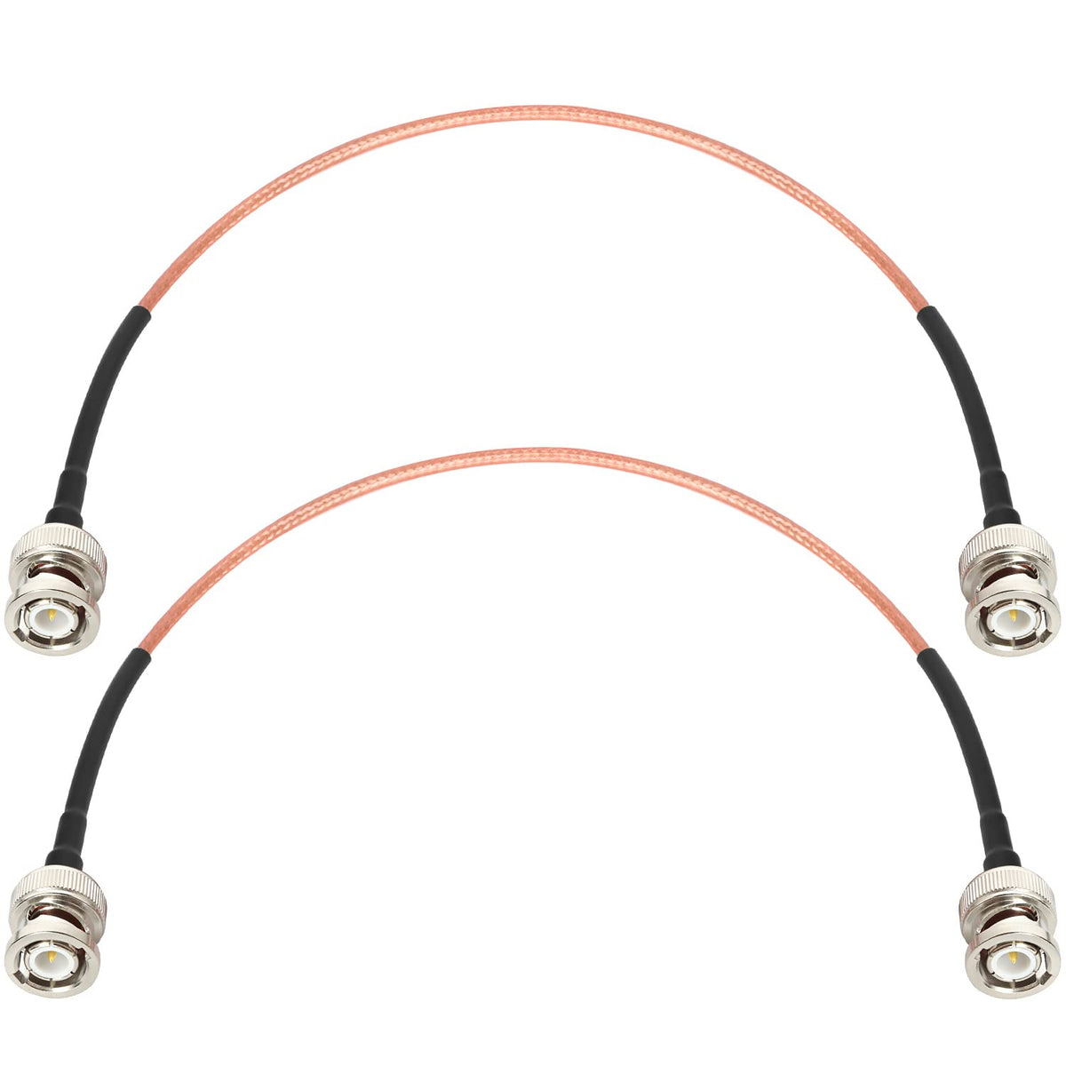 XRDS -RF front view of two BNC cables showing build and connectors, reliable connection