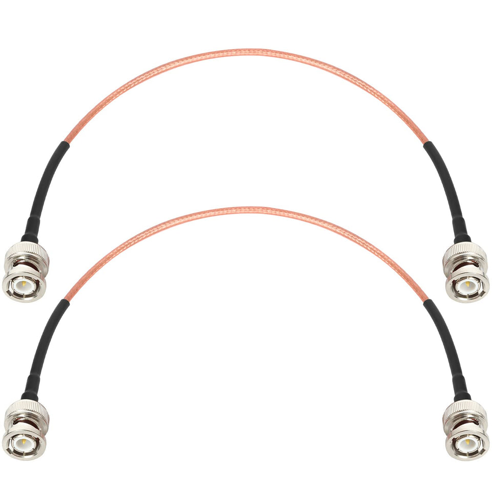 XRDS -RF front view of two BNC cables showing build and connectors, reliable connection