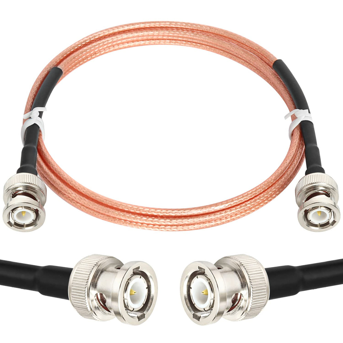 XRDS -RF front view of 6ft BNC cable showing connectors and jacket, reliable connection
