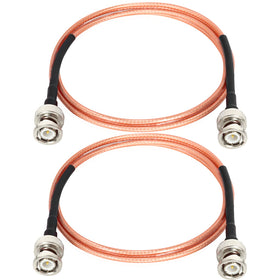 XRDS -RF front view of two 4ft BNC cables showing connectors and packaging benefit clear identification