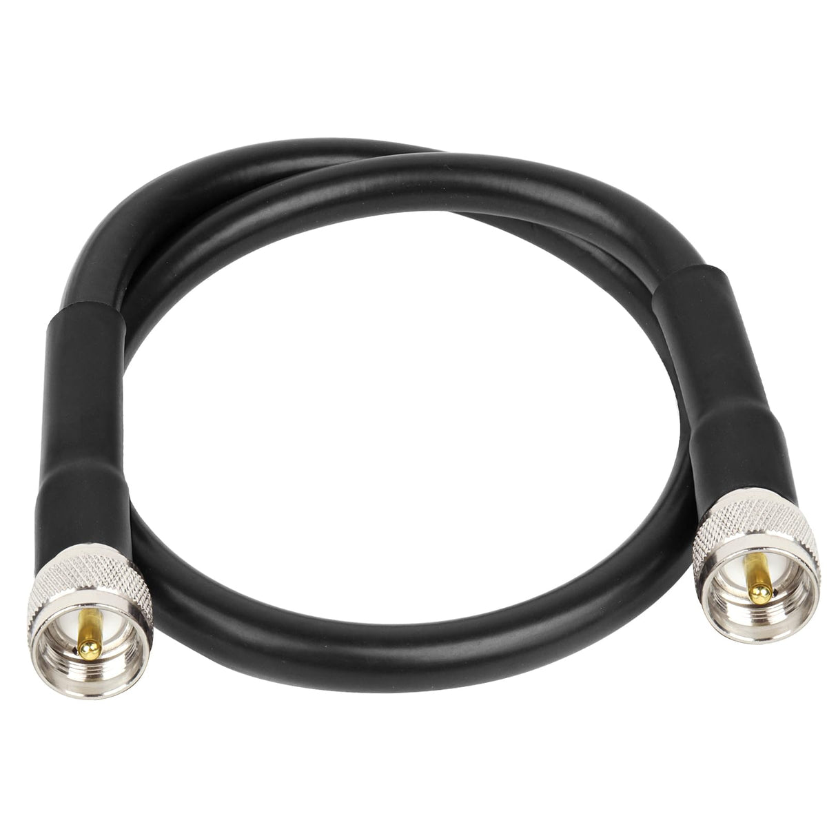 XRDS-RF front view of 2ft KMR400 cable showing connector, highlighting durability