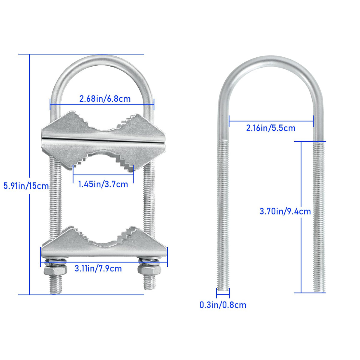 XRDS-RF heavy-duty mast-to-mast bracket kit with U-bolts for stable connections