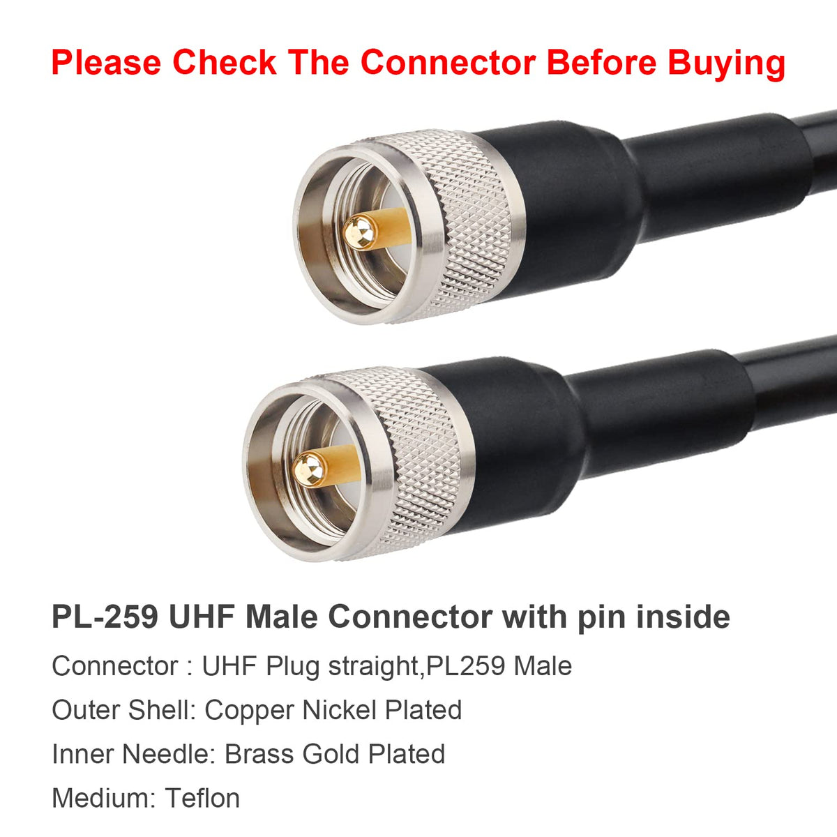 XRDS-RF PL-259 UHF male connector ensuring secure weatherproof connections