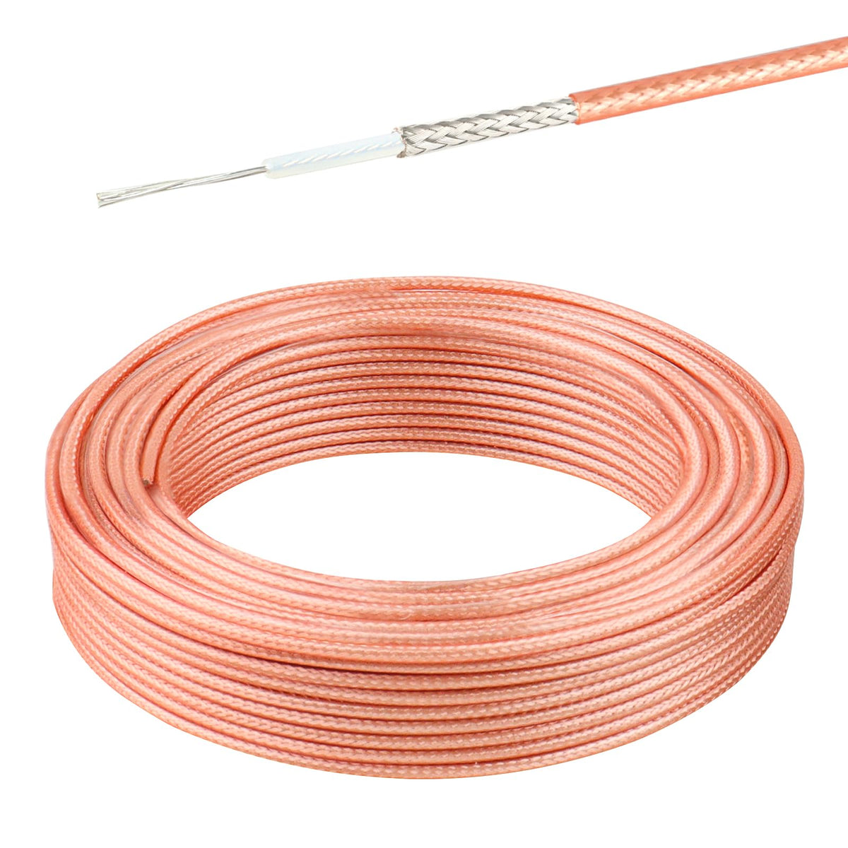 XRDS-RF RG316 coax cable 50ft in brown shows ultra-thin, flexible routing for antennas.