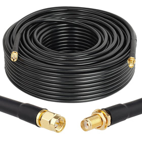 XRDS-RF SMA cable 150ft connector close-up highlights low loss for long distance signals.