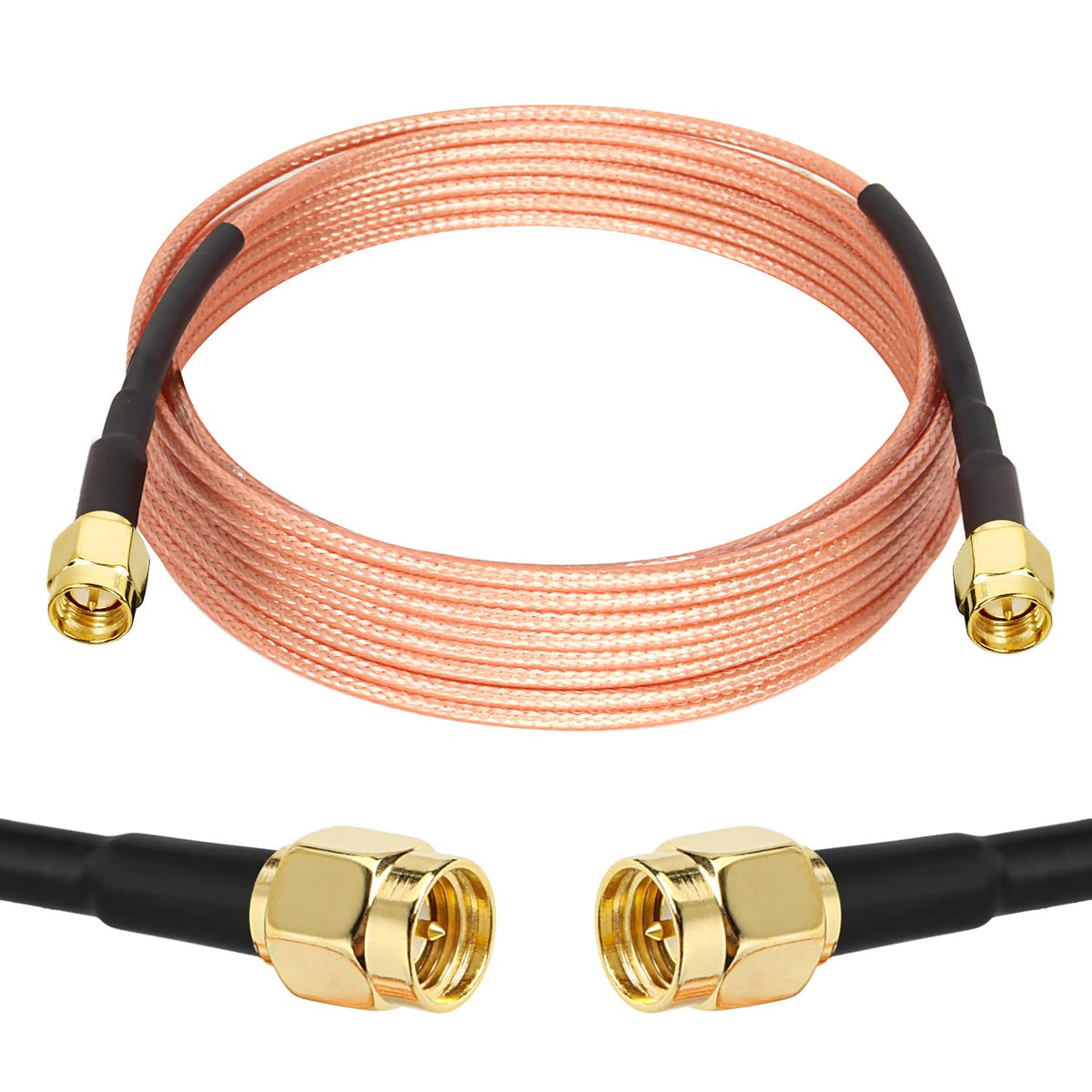 XRDS RF SMA male to SMA male 15ft cable showing long-distance signal path
