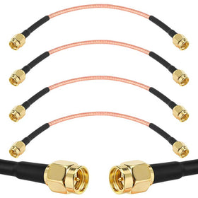 XRDS-RF SMA male to SMA male cable, 6-inch pack of four, ideal for tight installations.