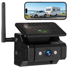 Xrizuo magnetic-solar-backup-camera-front-view enables wire-free mounting for easy parking.