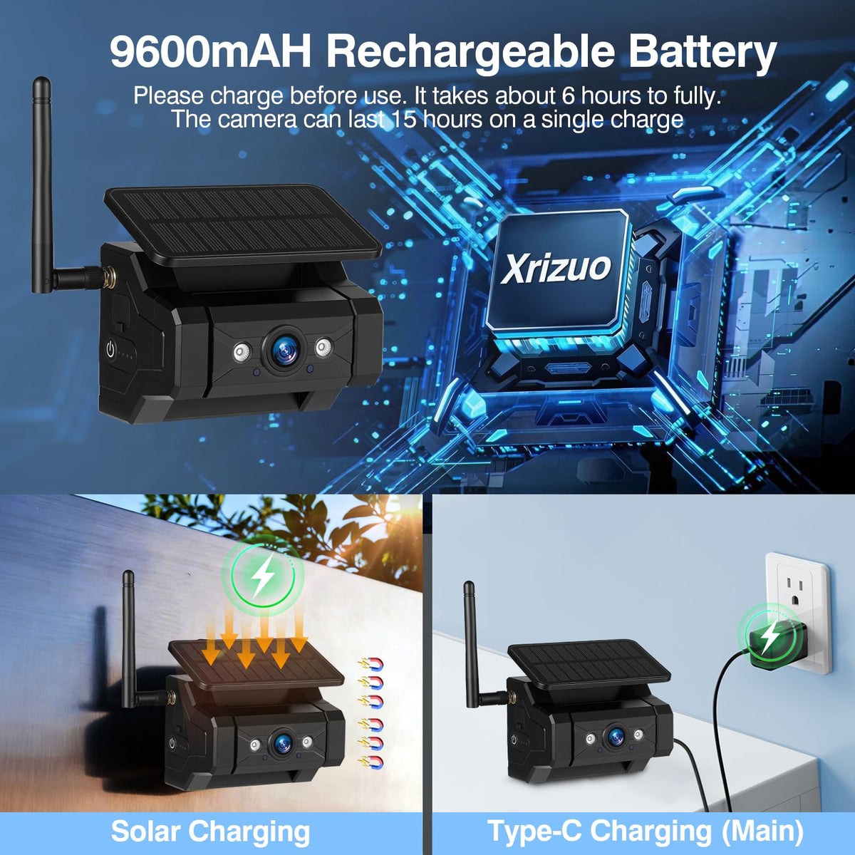 Xrizuo USB-Type-C-charging-cable included for reliable top-up power.