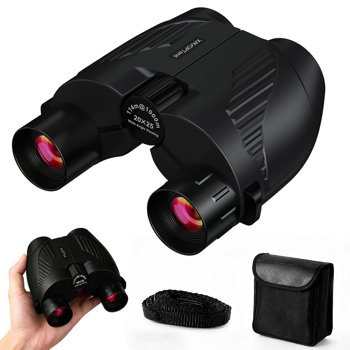 XrKrOPTend front view showing compact binoculars and clear optics benefit