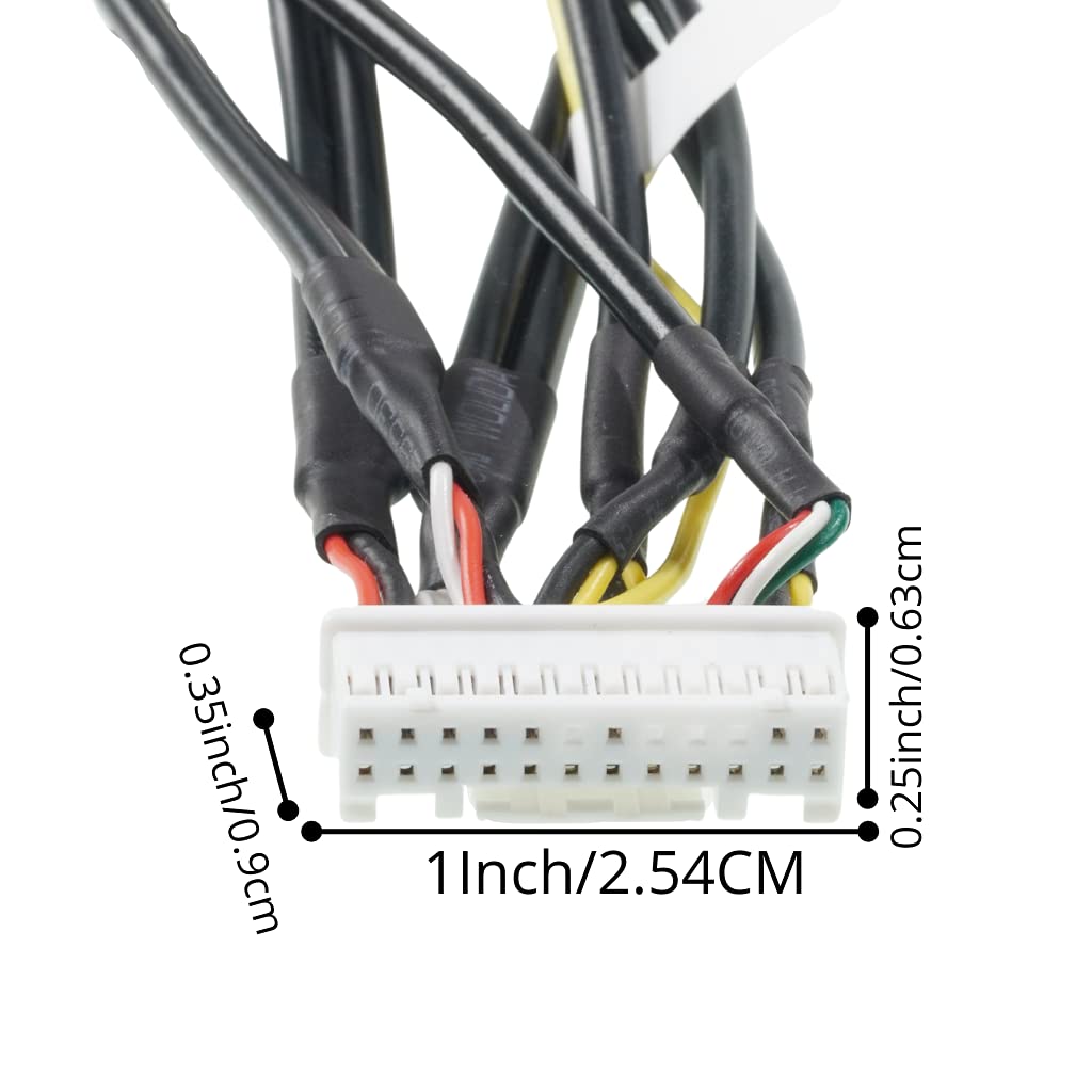 Xtenzi harness next to ruler illustrating 20–25 cm cable length for neat routing