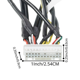 Xtenzi harness next to ruler illustrating 20–25 cm cable length for neat routing