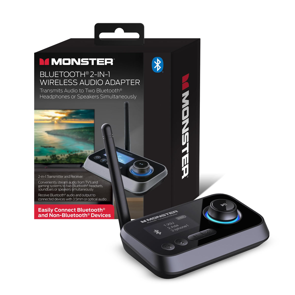 XTREME Monster BT transmitter-receiver 2in1 for versatile wireless audio.