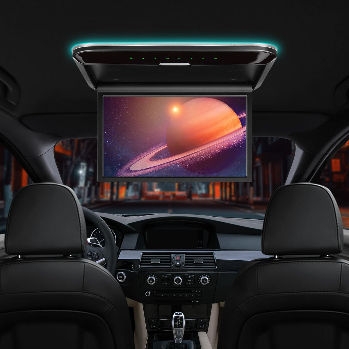 XTRONS 14-inch overhead monitor front view highlighting the cabin display and clarity
