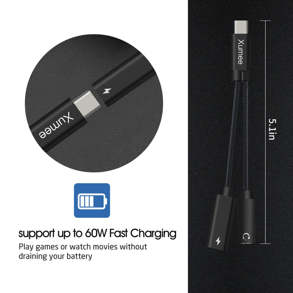 Xumee compact multi function dongle for music playback and calls.