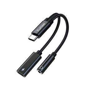 Xumee USB-C to 3.5mm adapter enabling high quality audio with wired headphones.