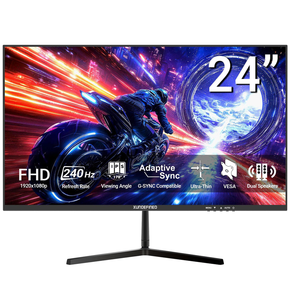 XUNDEFINED 24-inch monitor front view with frameless design for immersive gaming and streaming.