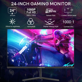 XUNDEFINED 24-inch monitor side tilt showing ergonomic adjustment for long sessions.
