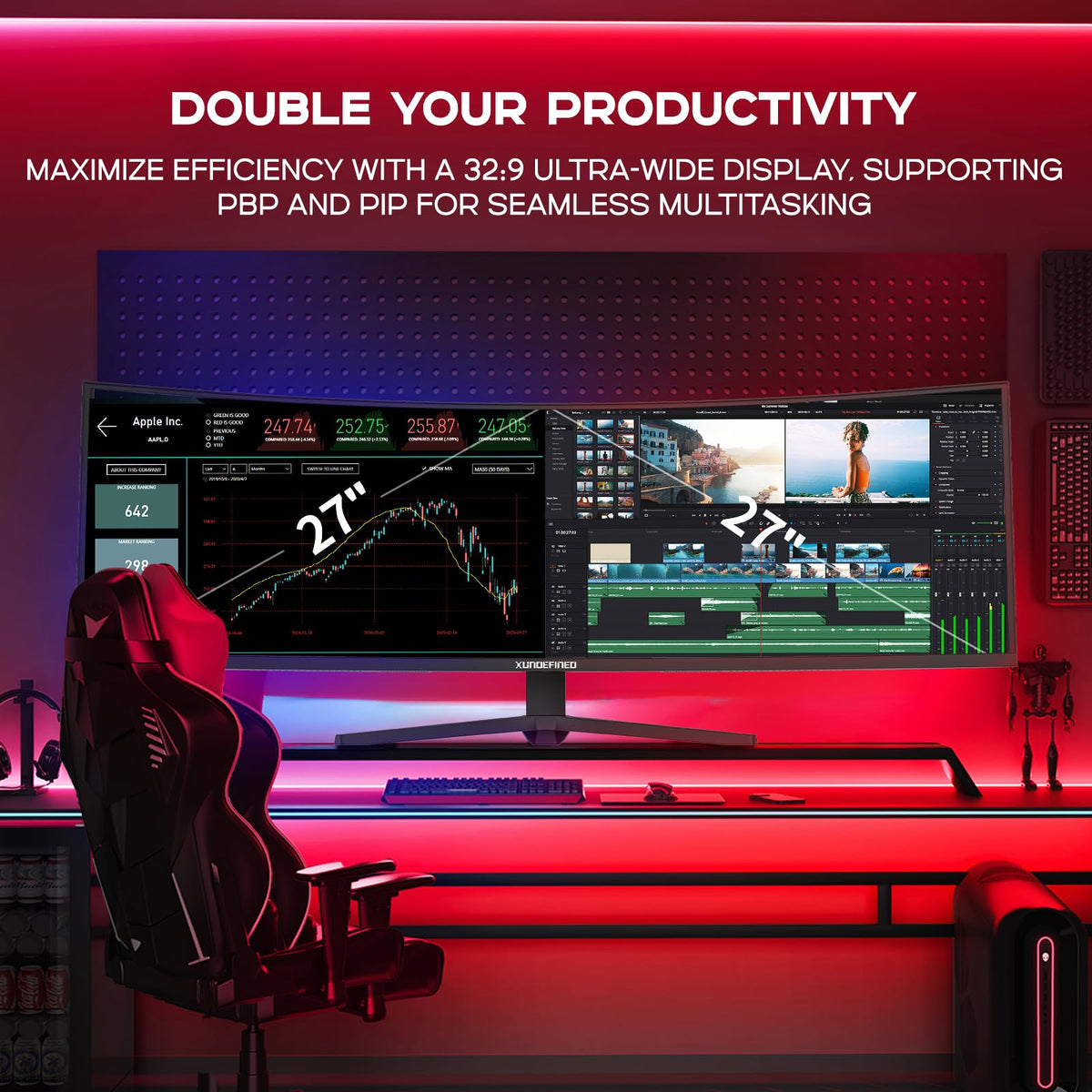 XUNDEFINED multiple ports simplify console and PC setup for a clean desk.