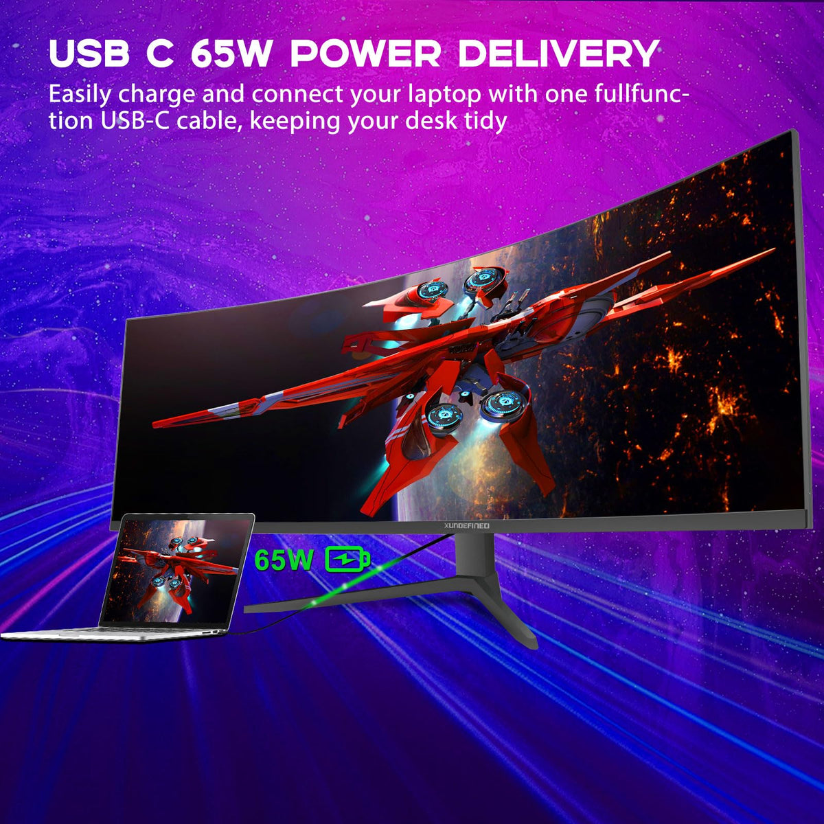 XUNDEFINED ultrawide screen enables seamless multitasking across apps.