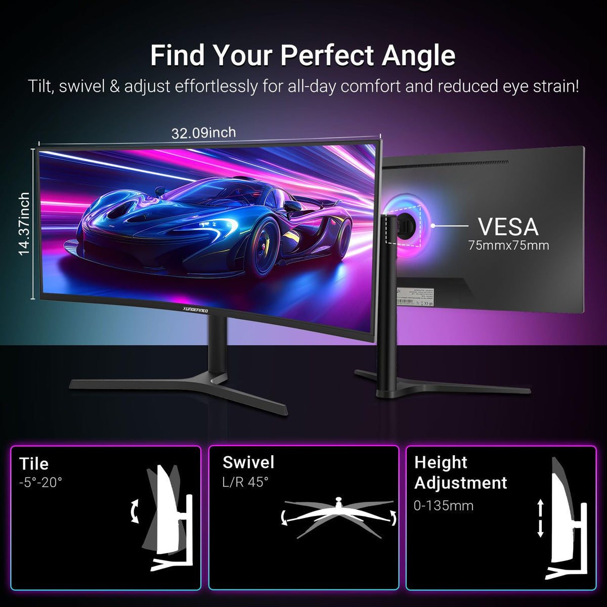 XUNDEFINED VESA-compatible design for wall mounting