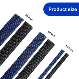 Xuniea braided cable sleeve 1-2 inch blue roll blends with decor while guarding wires.